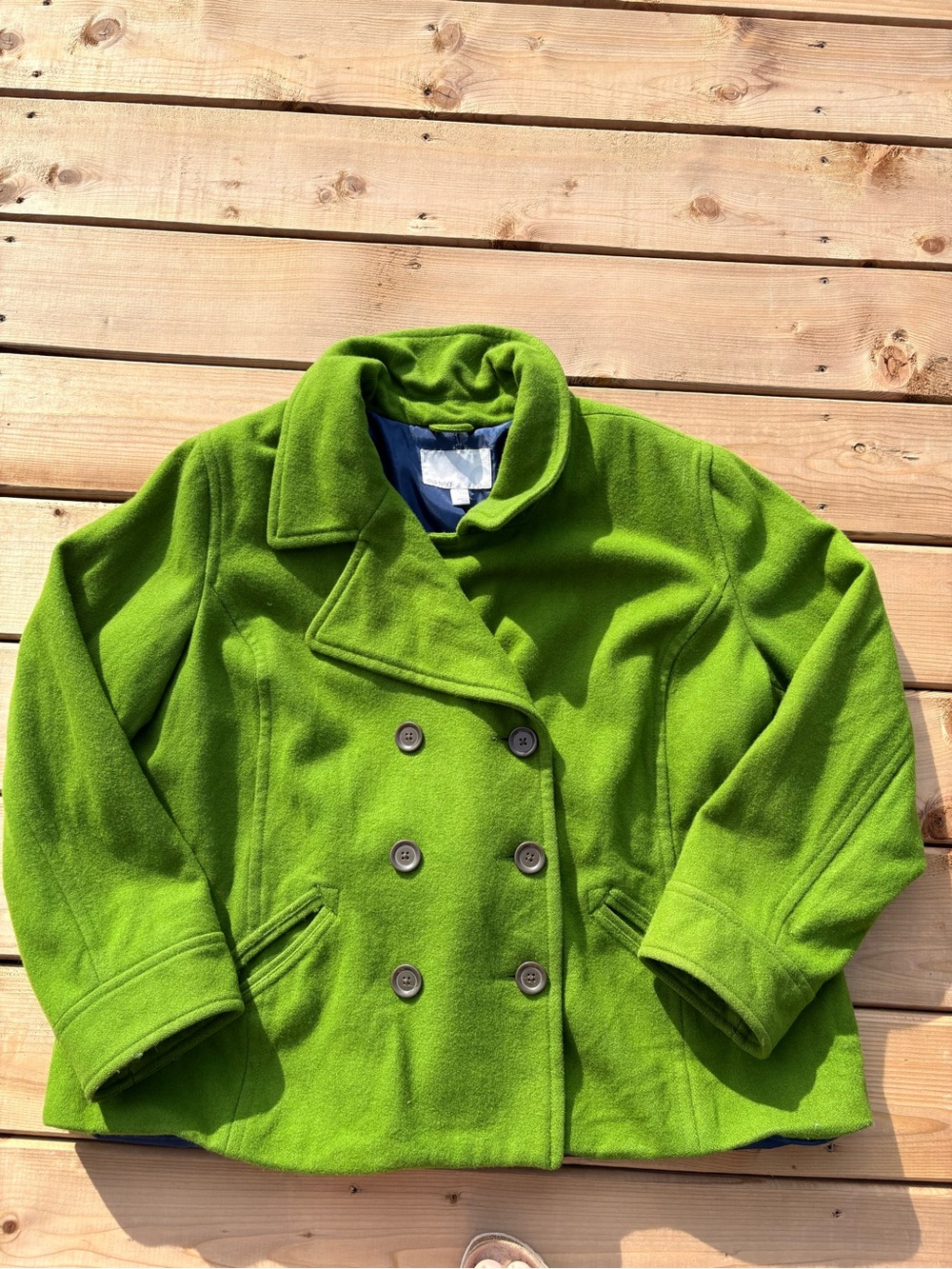 XXL Old Navy Lime Green Double-Breasted Peacoat - Picture 2 of 11
